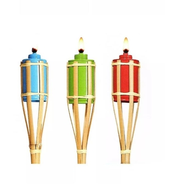 천연 Bambu Tiki Torch 정원 장난감 어린이 및 야외 파티를위한 다채로운 Bambu Torch